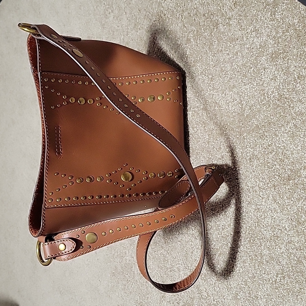 Frye Studded Harness Cross body Bucket Handbag NWT